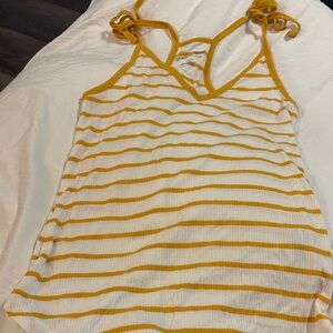 Universal Thread Mustard and White Striped Tank Top